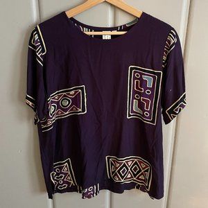 Vintage Purple Short Sleeve Blouse
